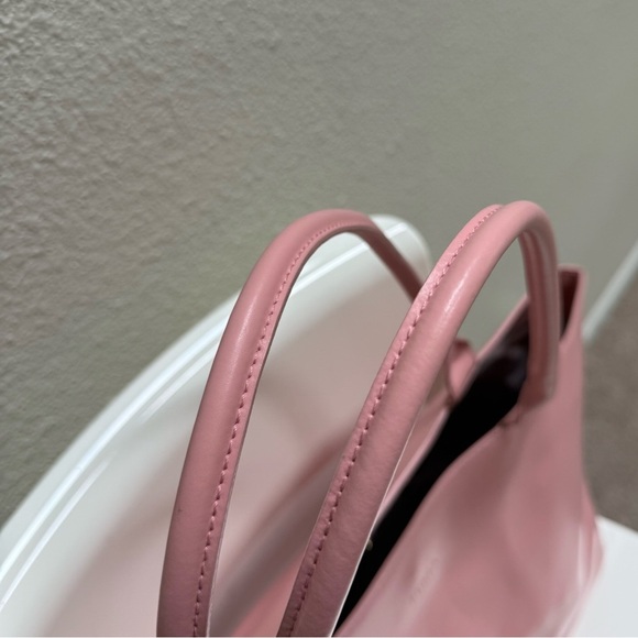 FURLA Vintage Designer Maeve Pink Vegan Leather Tote Bag with Gold Hardware - Picture 4 of 11